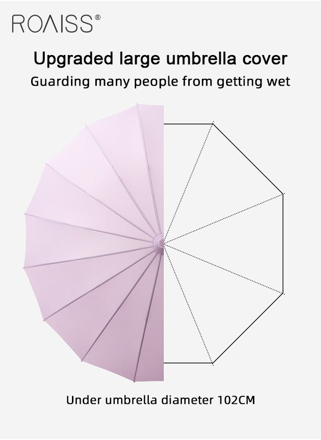 roaiss - Unisex Multifunctional Long-Handled Umbrella with Enlarged Surface Three-Layer Rainproof and Windproof Curved Hook for Easy Gripping 16-Rib Design for Rain and Sun - Image 1