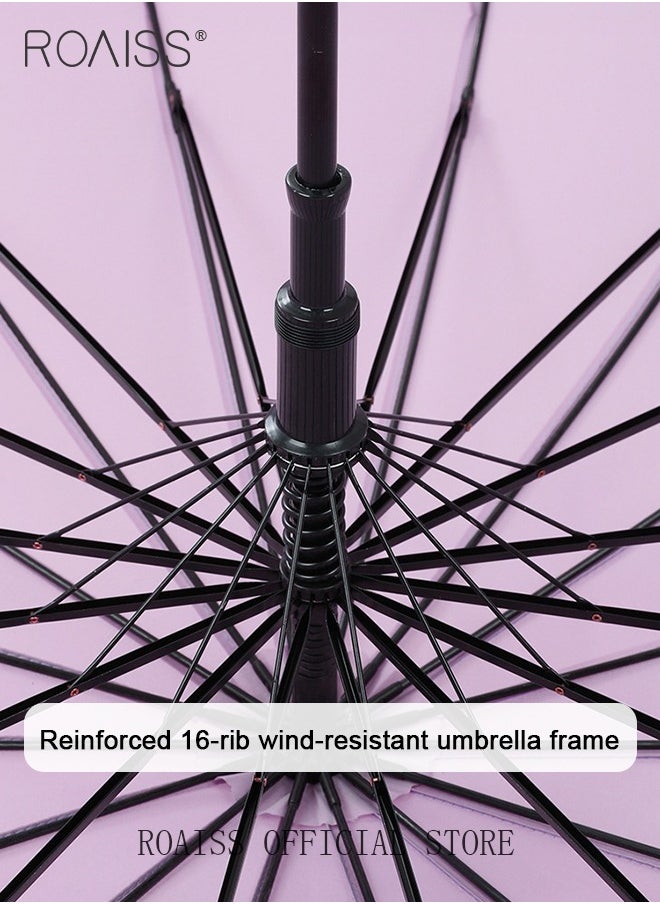 roaiss - Unisex Multifunctional Long-Handled Umbrella with Enlarged Surface Three-Layer Rainproof and Windproof Curved Hook for Easy Gripping 16-Rib Design for Rain and Sun - Image 1