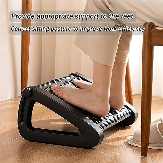 Jenibri Foot Rest Under Desk at Work Adjustable Office Chair Footrest Under The Table Foot Stool for Office Chair Gaming Chair Ergonomic Design Black - Image 2