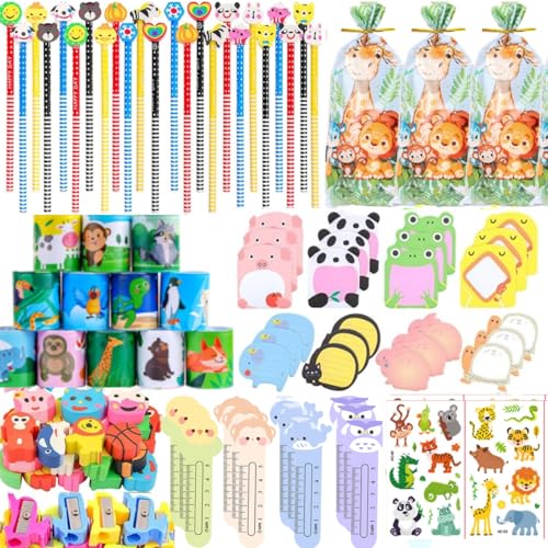 ANPHILE Return Gifts for Birthday Party 24 Pack Stationery Birthday Goodie Bags with Pencils Erasers Stickers School Classroom Gifts for Students Classroom Gifts Rewards Prizes - Image 1