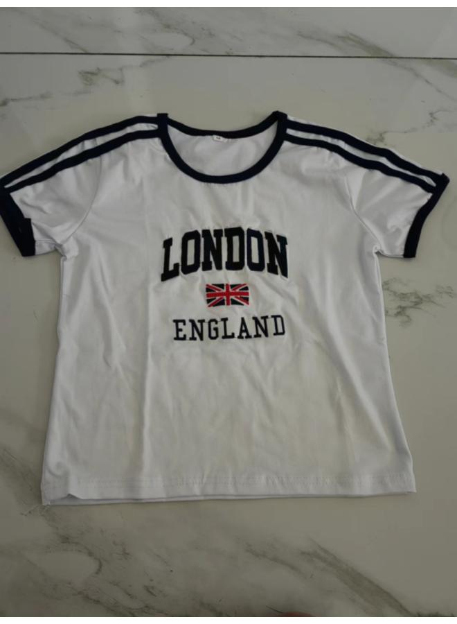 VUELO European And American Spring New Women's Short Sleeve Round Neck Casual Letter Print Simple Style T-shirt 