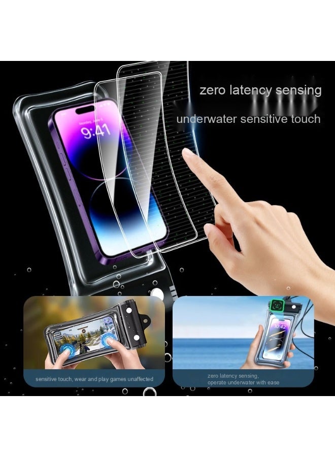 جيناو حافظة مقاومة للماء والغبار والرمل IP68 للهواتف الكبيرة 7.2" - آيفون 16/15/14/13/12 برو ماكس، جالكسي S24/S23/S22 الترا، ريدمي نوت 13 برو، إنفينكس هوت 40 برو - عبوتان شفافتان عالمتان - Image 3