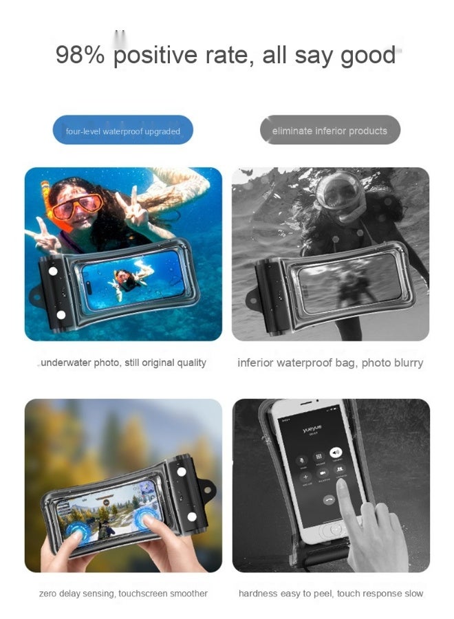 جيناو حافظة مقاومة للماء والغبار والرمل IP68 للهواتف الكبيرة 7.2" - آيفون 16/15/14/13/12 برو ماكس، جالكسي S24/S23/S22 الترا، ريدمي نوت 13 برو، إنفينكس هوت 40 برو - عبوتان شفافتان عالمتان - Image 5