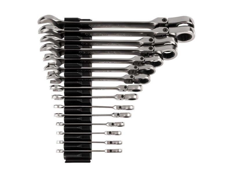 TEKTON Flex Head 12Point Ratcheting Combination Wrench Set with Modular Organizers 15Piece 141 in WRC95301