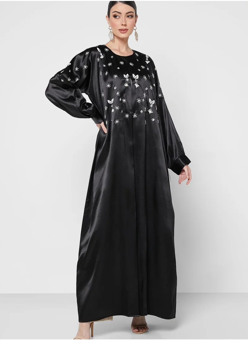 hayas closet Embellished Puff Sleeve Abaya