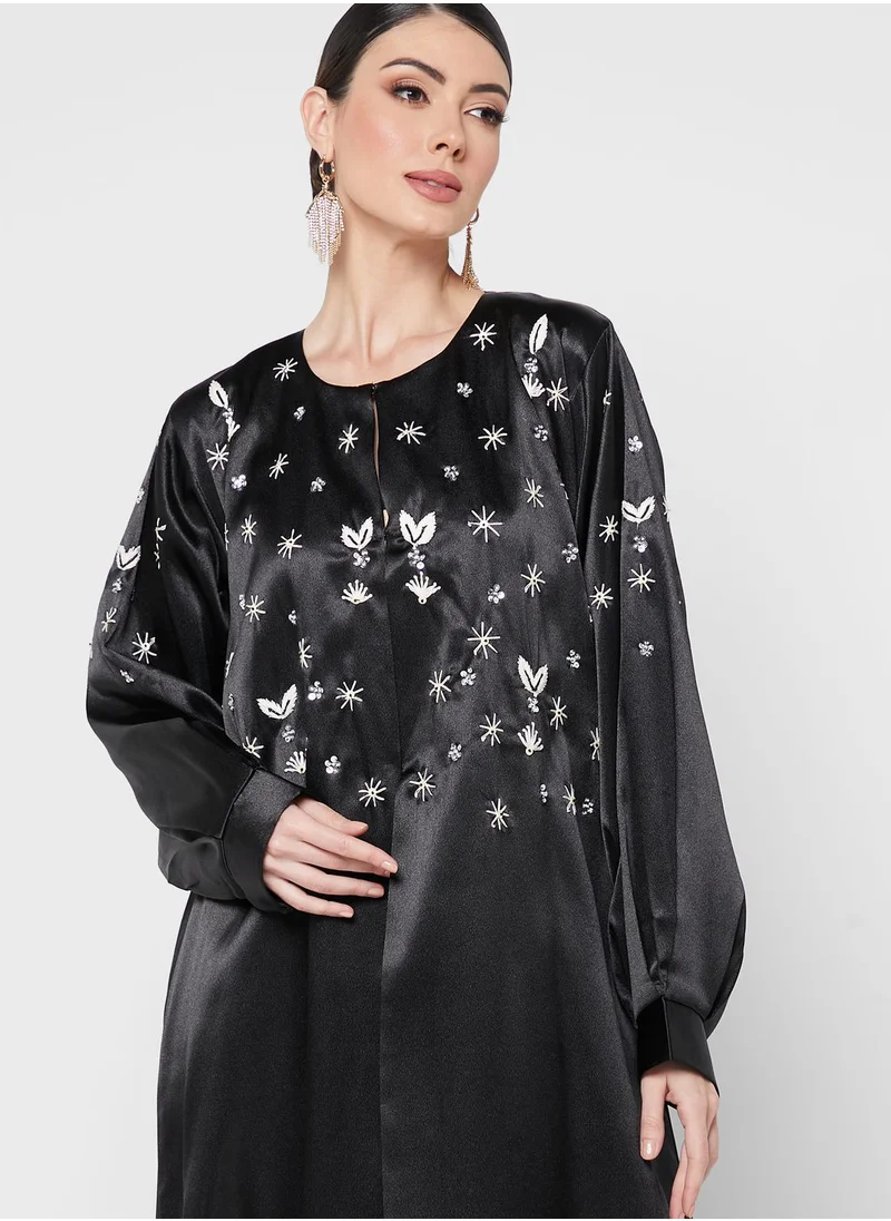 hayas closet Embellished Puff Sleeve Abaya