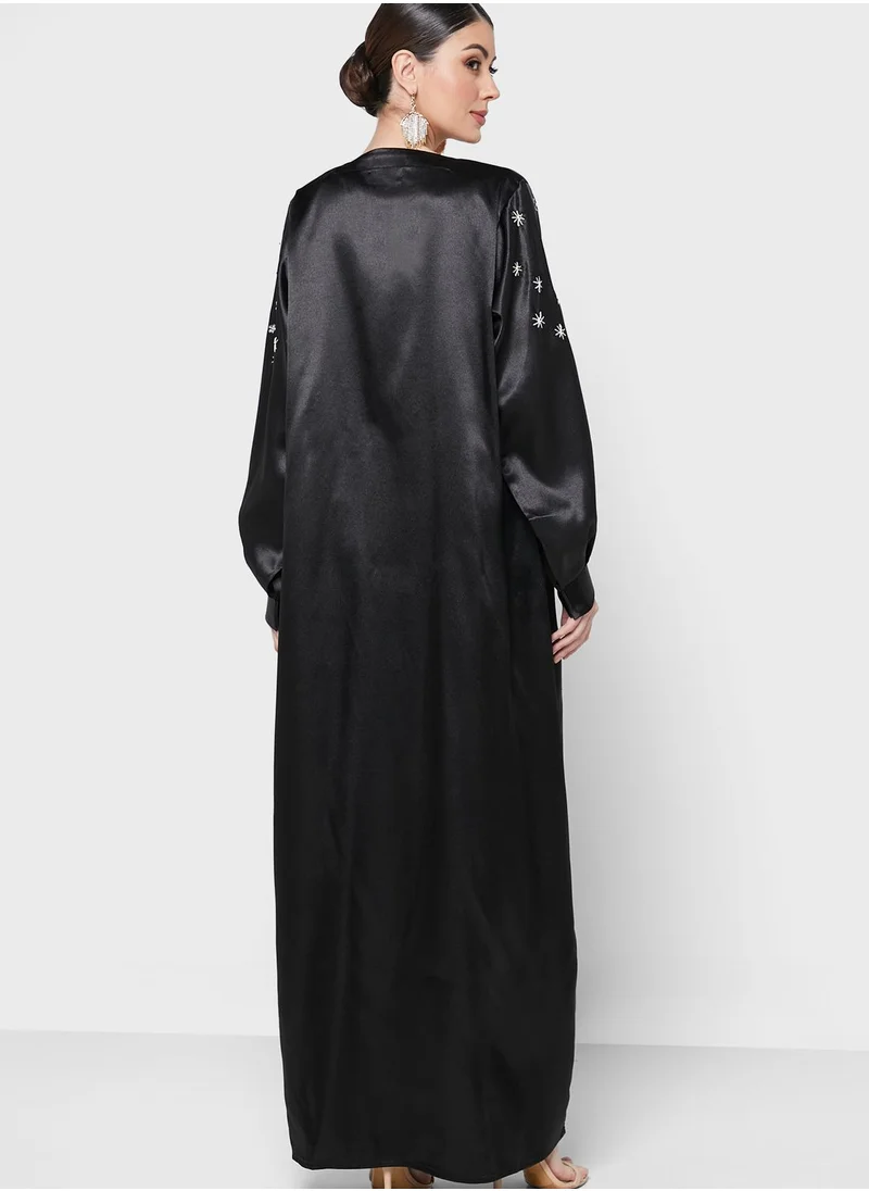 hayas closet Embellished Puff Sleeve Abaya