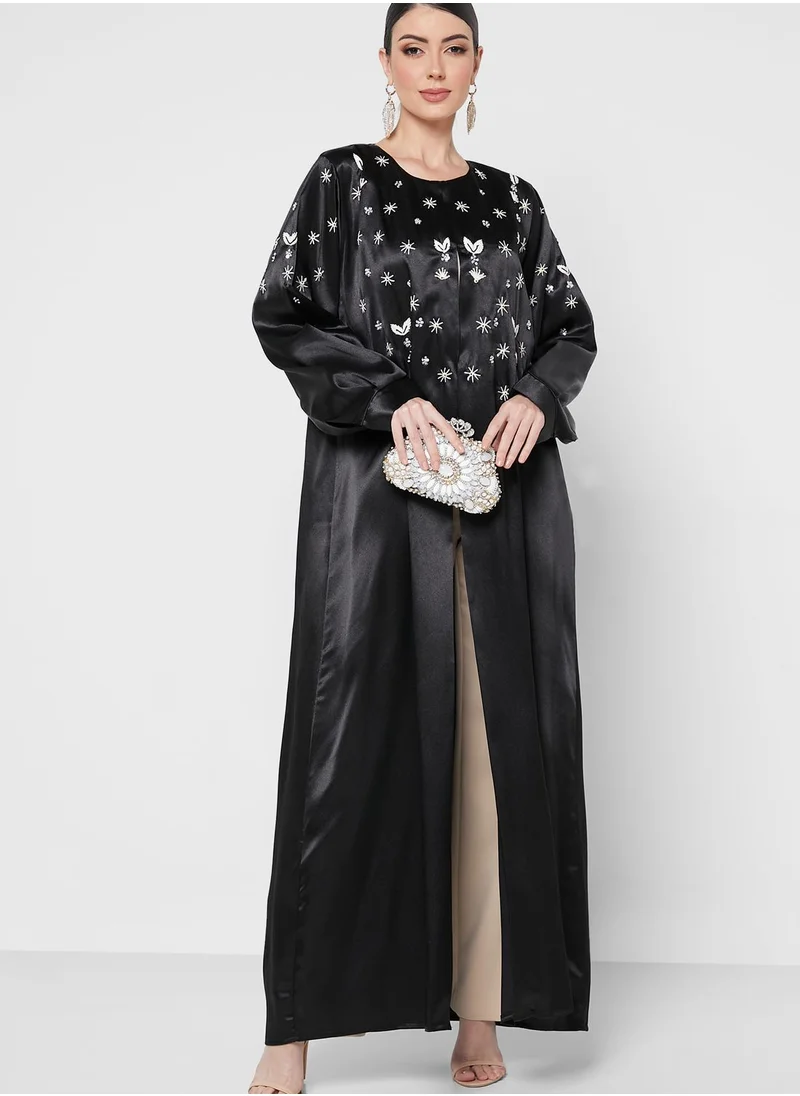 hayas closet Embellished Puff Sleeve Abaya