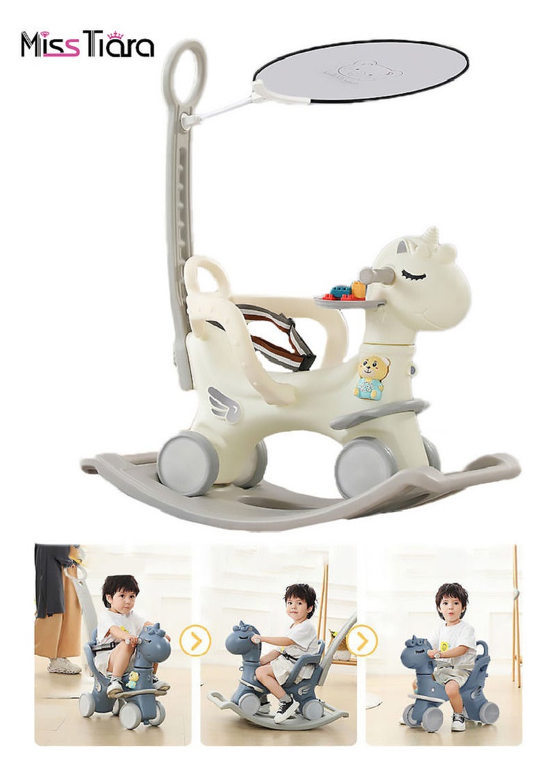 MissTiara Rocking Horse 3 IN 1 Baby Rocking Horse Ride On Toys for Toddler 1-6 Years Balance Bike Toys for Balance Bike with 4 Silence Wheels with Sunshade - Image 1