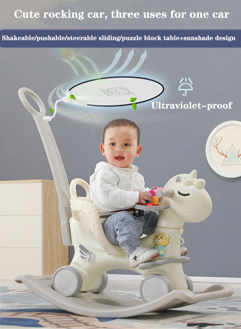 MissTiara Rocking Horse 3 IN 1 Baby Rocking Horse Ride On Toys for Toddler 1-6 Years Balance Bike Toys for Balance Bike with 4 Silence Wheels with Sunshade - Image 3
