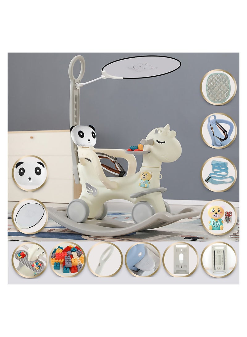 MissTiara Rocking Horse 3 IN 1 Baby Rocking Horse Ride On Toys for Toddler 1-6 Years Balance Bike Toys for Balance Bike with 4 Silence Wheels with Sunshade - Image 2