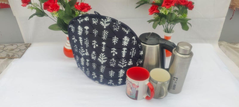 Malan Bai Mandala Tea Cozy Cover Hand Block Winter Tea Kettle Warmer Pot Cover Hot Coffee Cover Tea Coster Handamde Kitchen Décor Brand: Malan Bai (Pattern 5) - Image 3