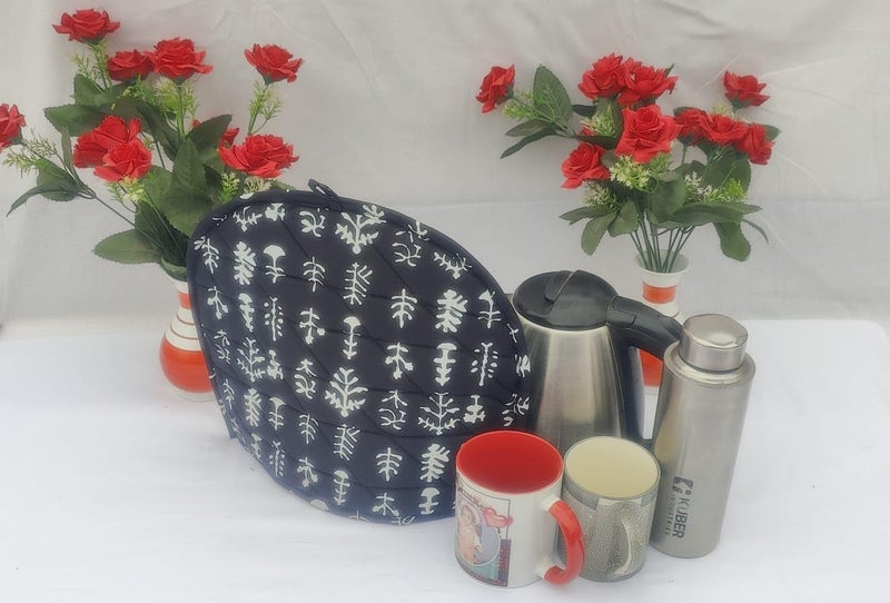 Malan Bai Mandala Tea Cozy Cover Hand Block Winter Tea Kettle Warmer Pot Cover Hot Coffee Cover Tea Coster Handamde Kitchen Décor Brand: Malan Bai (Pattern 5) - Image 4