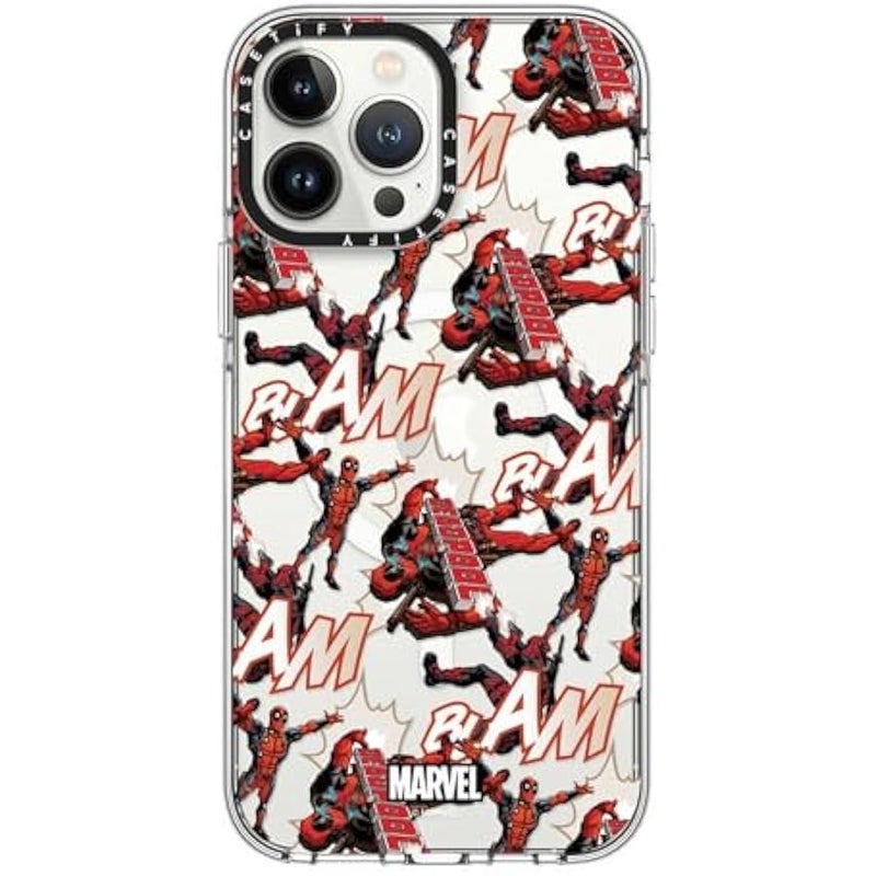 Casetify Clear iPhone 13 Pro Max Case 【Deadpool & Wolverine Co-Lab/Not Yellowing / 6.6ft Drop Protection/Magsafe】 - Deadpool Pattern Case - Clear - Image 1