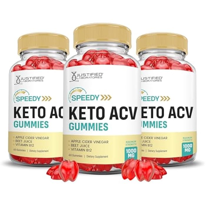 Justified Laboratories (3 Pack Speedy Keto ACV Gummies Advanced Formula 1000MG Speedy Keto Gummies Apple Cider Vinegar Formulated with Pomegranate Beet Juice Powder B12 Vegan Non GMO 180 Gummys - Image 1
