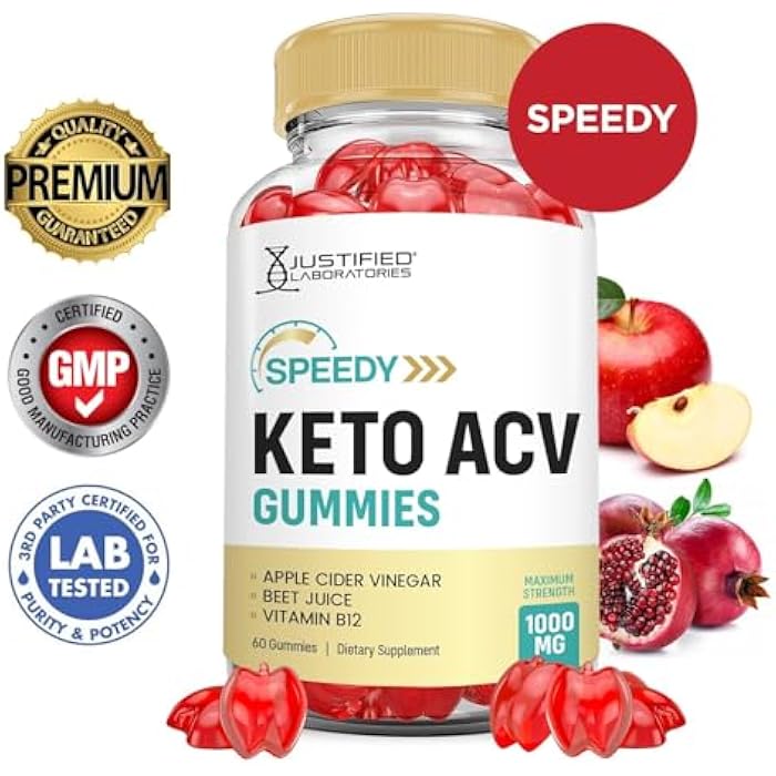 Justified Laboratories (3 Pack Speedy Keto ACV Gummies Advanced Formula 1000MG Speedy Keto Gummies Apple Cider Vinegar Formulated with Pomegranate Beet Juice Powder B12 Vegan Non GMO 180 Gummys - Image 3