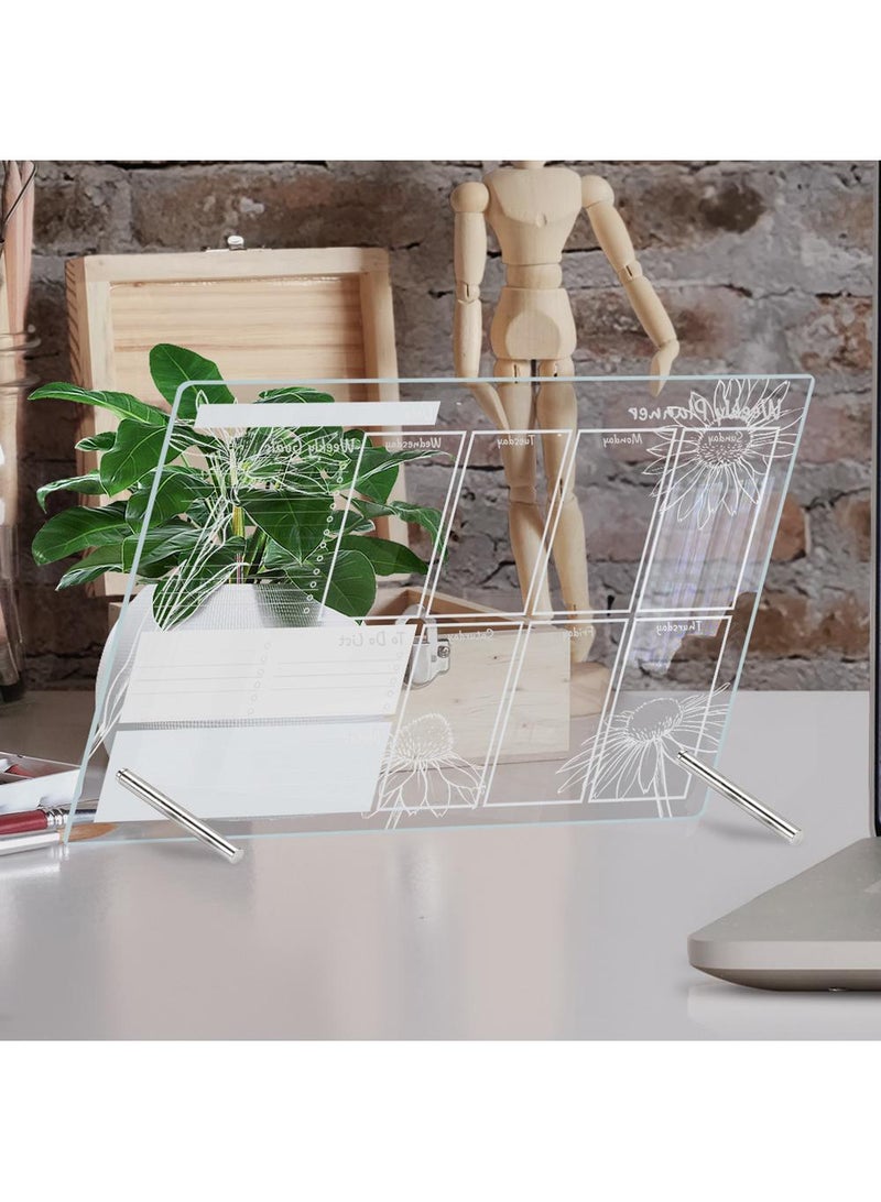 لوحة ملاحظات شفافة قابلة للمسح لوضع خطة الأسبوع على سطح المكتب من الأكريليك، لوحة عرض تذكيرية للرسائل - Image 2