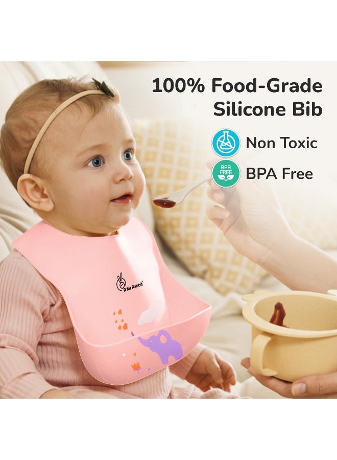 أر فور رابيت مريلة سيليكون من R for Rabbit Safari لتغذية أغذية الأطفال، خالية من مادة BPA، مريلة أطفال قابلة للتعديل، جيب طعام مدمج خالٍ من الفوضى، مقاومة للماء، قابلة للغسل وإعادة الاستخدام، مثالية للأطفال من سن 6 إلى 36 شهرًا (خوخي) - Image 2