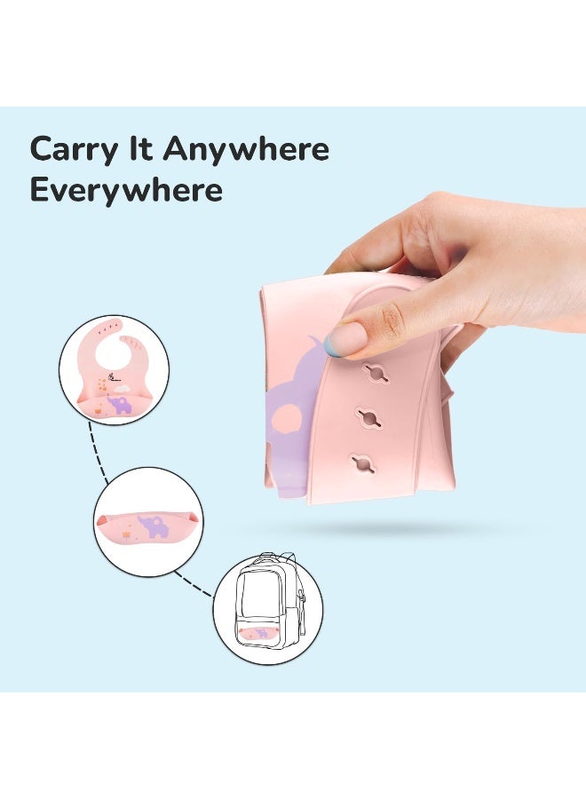 أر فور رابيت مريلة سيليكون من R for Rabbit Safari لتغذية أغذية الأطفال، خالية من مادة BPA، مريلة أطفال قابلة للتعديل، جيب طعام مدمج خالٍ من الفوضى، مقاومة للماء، قابلة للغسل وإعادة الاستخدام، مثالية للأطفال من سن 6 إلى 36 شهرًا (خوخي) - Image 3