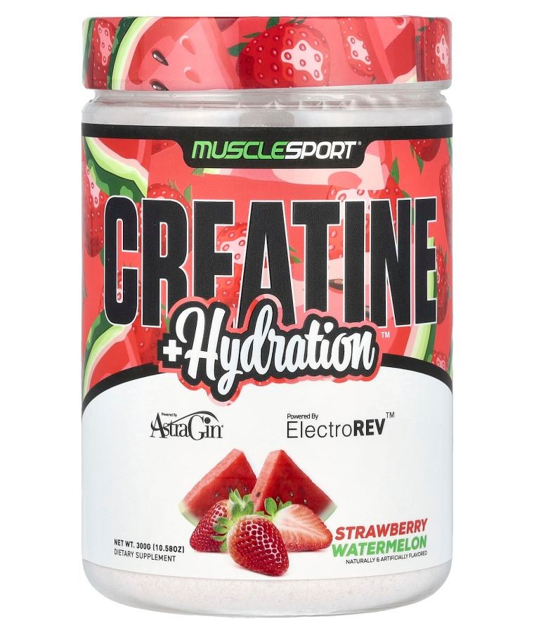 MUSCLESPORT Creatine + Hydration Strawberry Watermelon 10.58 oz (300 g)