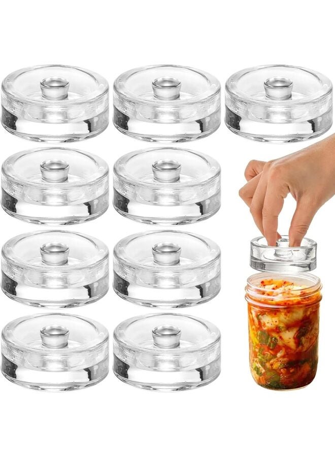 9 Pack Glass Fermentation Weight, Easy Grip Fermenting Weights Canning Weights and Pickling Glass Weight for Wide Mouth Mason, Clear - Image 1