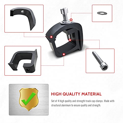 AA-Racks P-AC(4)-01 Set of 4 Aluminum C-Clamps for Non-Drilling Truck Rack & Camper Shell Installation-Black - Image 3