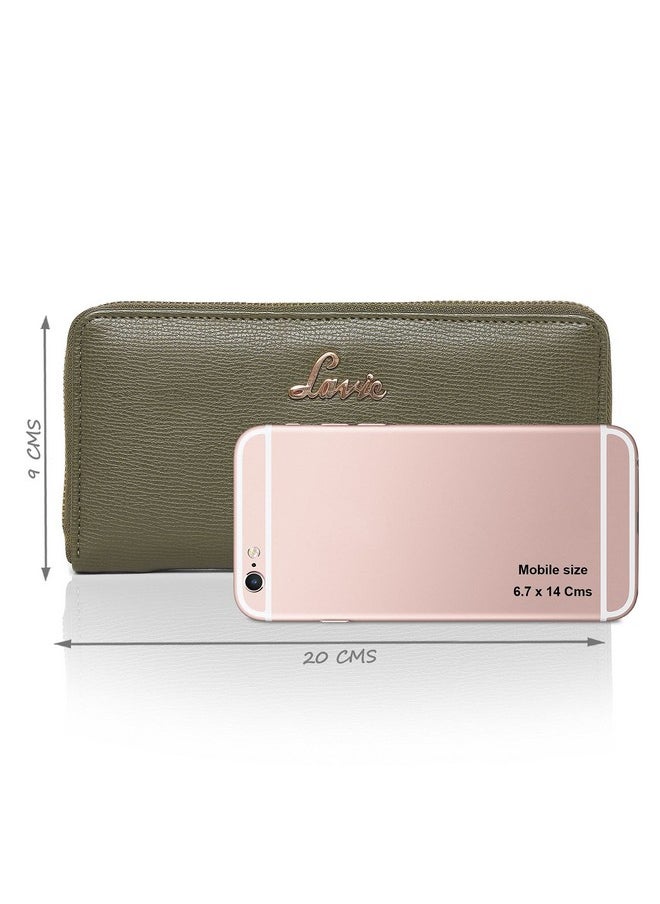 Lavie Lavie Women's 2 Fold Zip Around Purse Wallet (Green, Olive, Large)  - Image 4