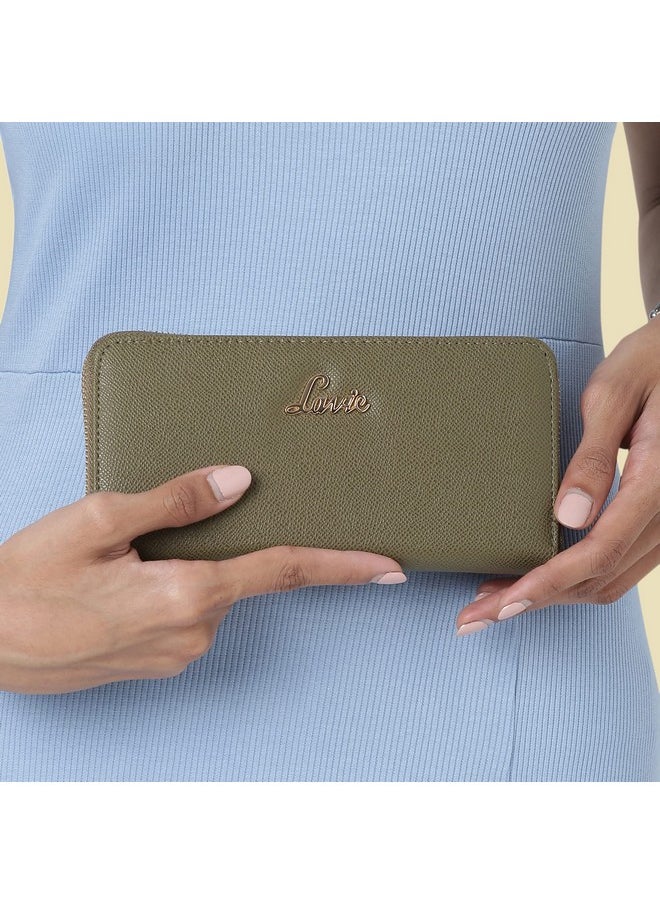 Lavie Lavie Women's 2 Fold Zip Around Purse Wallet (Green, Olive, Large)  - Image 2