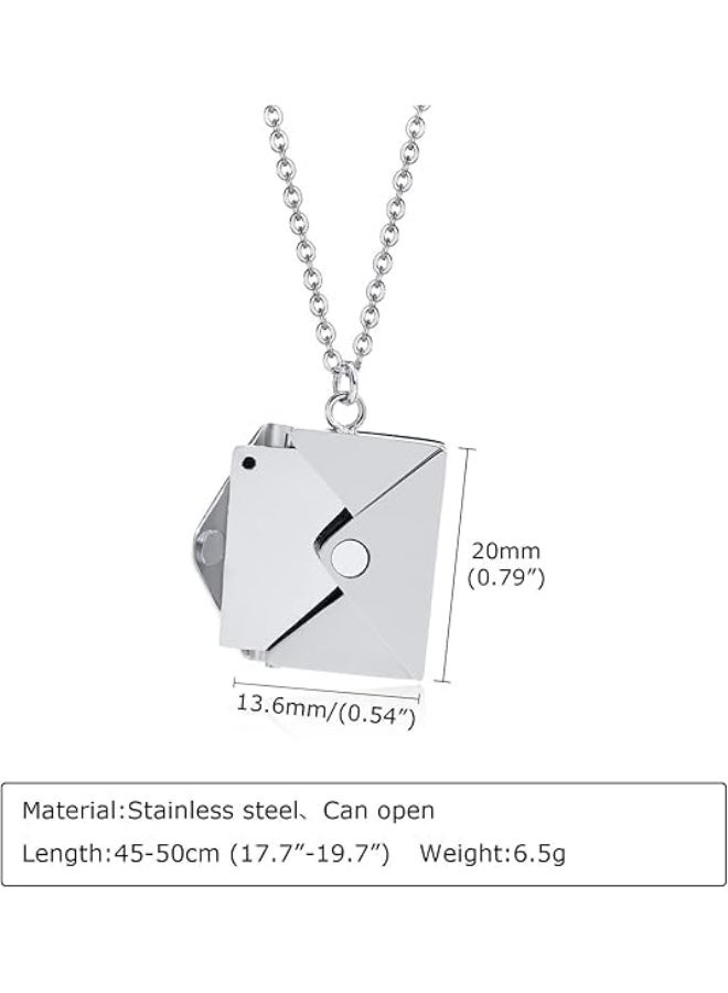 فيروز جوليري قلادة بتعليقة ظرف رسالة حب قابلة للحفر حسب رغبتك - من ستانلس ستيل. الشخصي، أسلوب أنيق للرجال والنساء من فيروز جوليري . - Image 4