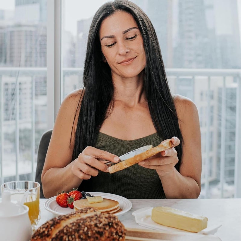 Houseify Ready Butter 3-in-1 Knife, Stainless Steel Serrated with Holes in Blade - Cold Butter Spreader, Curler & Micro Grater, Dishwasher Safe - Image 2