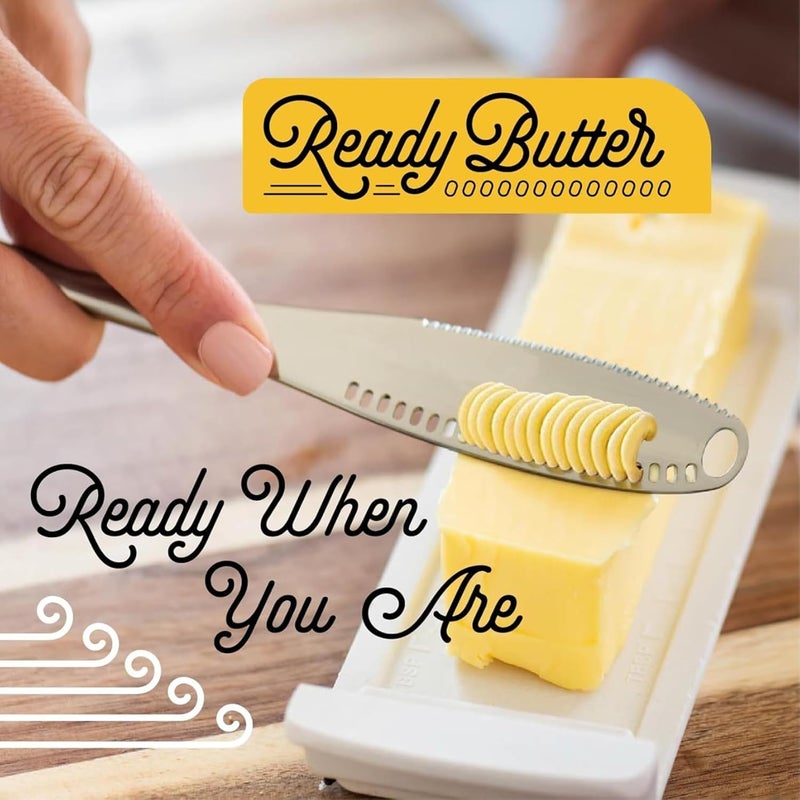 Houseify Ready Butter 3-in-1 Knife, Stainless Steel Serrated with Holes in Blade - Cold Butter Spreader, Curler & Micro Grater, Dishwasher Safe - Image 4