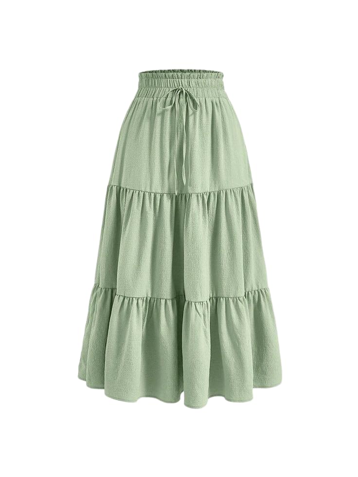 JANAK Mid Length Ruffle Skirt 580 (Light Green) - Image 3