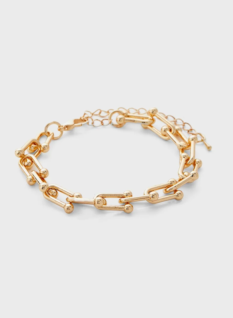 Ginger Rectangle Link Chain Bracelet