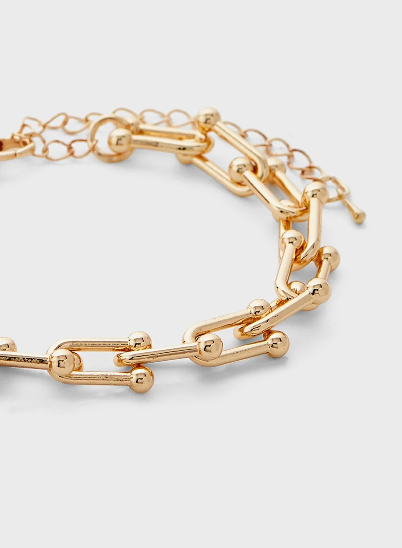 Ginger Rectangle Link Chain Bracelet