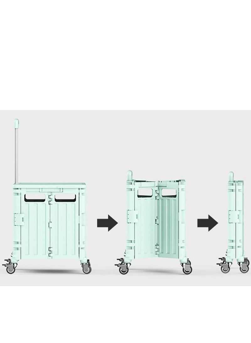 Bukela 65L Foldable Utility Rolling Shopping Cart,Heavy Duty Rolling Grocery Cart on 4 Wheels ,Portable Collapsible Shopping Cart with Telescoping Handle for Tourist Shopping Office Outdoor (Purple)  - Image 4