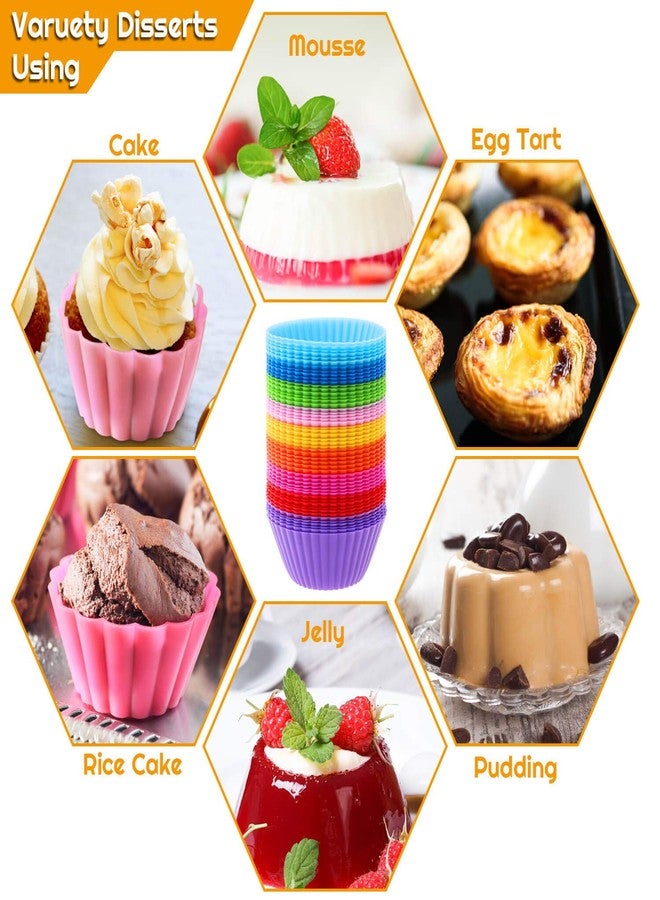 HUNCHA Silicone Round Baking Cups, Reusable Moould for Party Cupcake Muffin Candies Liners, Non-Stick Cup Cake Moulds, Standard Size, Random Color, Pack of 30 - Image 4
