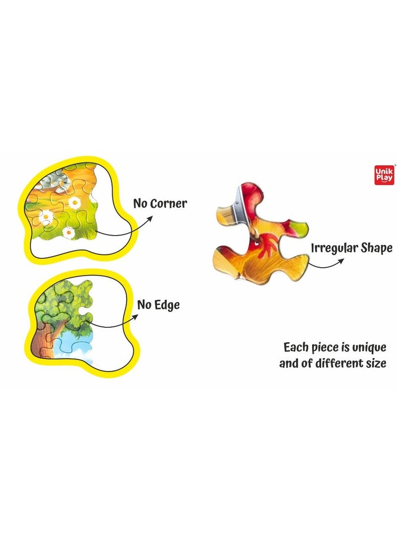 UnikPlay Go Crazy Jigsaw Puzzle For Kids And Adults, Attractive Cartoon Print Puzzle With 2 Puzzle Trays For Age 6 To 99 Years-90 Pcs-(Farm Friends)Farm - Image 5