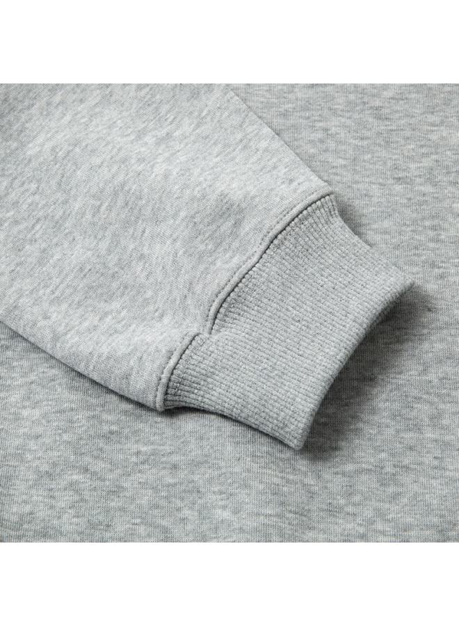Limeng Style Loose Sweatshirt For Men, Spring And Autumn Round Neck Pullover Base Layer Long Sleeve Trendy Jacket, Light Gray, L - Image 3