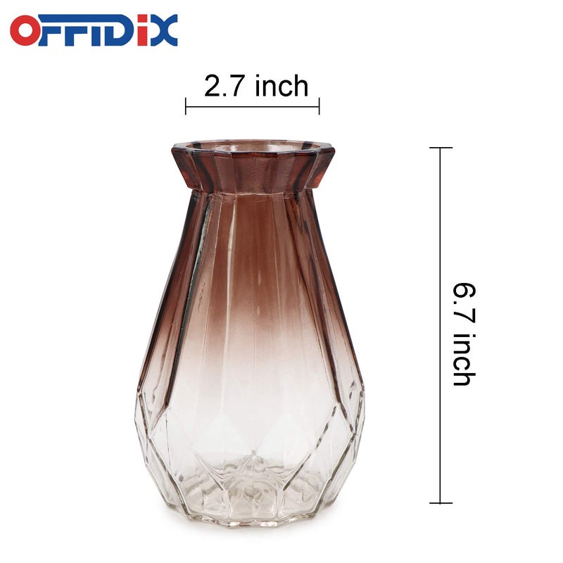 OFFIDIX Glass Vase Gradient Multicolor with Geometric Faceted Design Art Decorative Flower Vase for Wedding  Dinning  Bookshelf  Home Decoration or Gift - Image 2