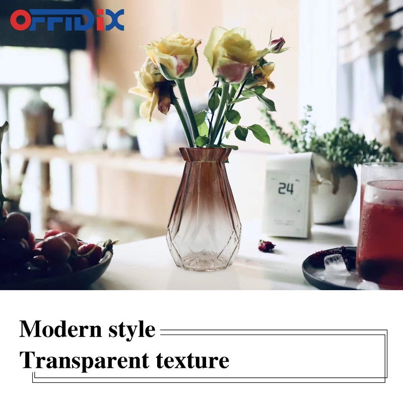 OFFIDIX Glass Vase Gradient Multicolor with Geometric Faceted Design Art Decorative Flower Vase for Wedding  Dinning  Bookshelf  Home Decoration or Gift - Image 4