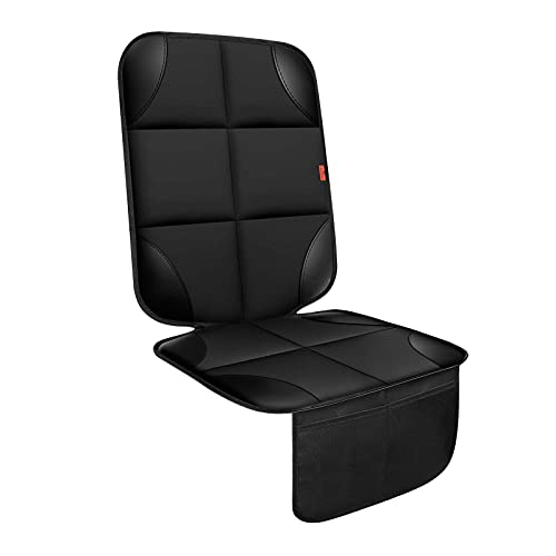 XHYANG Car Seat Protector 1 Pack Car Seat Cushion Mat Thickest Padding,Waterproof 600D Fabric Car Seat Covers for Non-Slip Backing Mesh Pockets for Baby and Pet (Black, 1 Pc) - Image 1