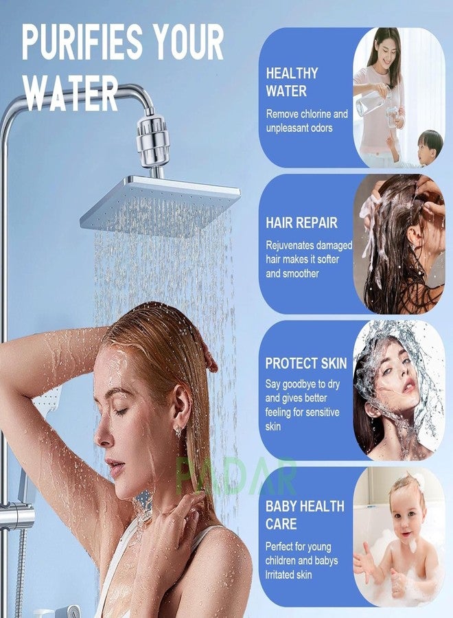 PADAR 15 Stage Water Filter for Hard Water | Hard Water Softener for Tap & Shower | Bathroom Water Filter for Chlorine, Salt & Impurities | Universal ½ Inch Shower Filter for Hair & Skin Protection - Image 2