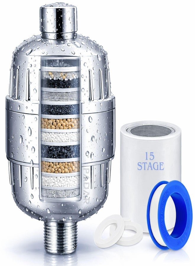 PADAR 15 Stage Water Filter for Hard Water | Hard Water Softener for Tap & Shower | Bathroom Water Filter for Chlorine, Salt & Impurities | Universal ½ Inch Shower Filter for Hair & Skin Protection - Image 1