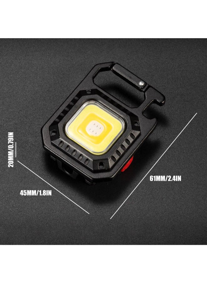 SHOPI - LED COB Flashlight,Keychain Light with Stand,500 Lumen Rechargeable Keychain Flashlights, 4 Light Modes Portable Pocket Light with Folding Bracket Bottle Opener for Camping,Emergency,Fishing - Image 1