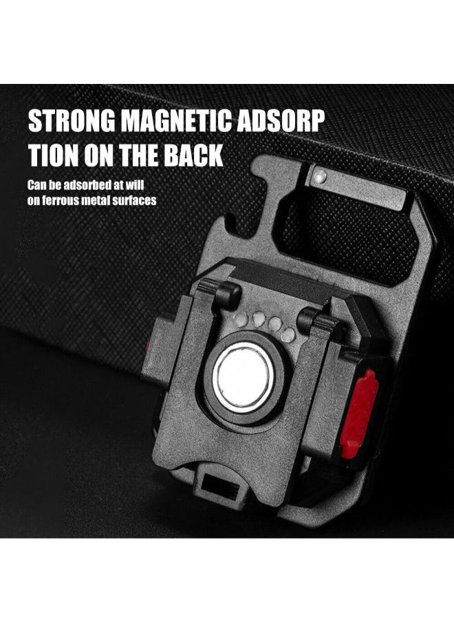 SHOPI - LED COB Flashlight,Keychain Light with Stand,500 Lumen Rechargeable Keychain Flashlights, 4 Light Modes Portable Pocket Light with Folding Bracket Bottle Opener for Camping,Emergency,Fishing - Image 1