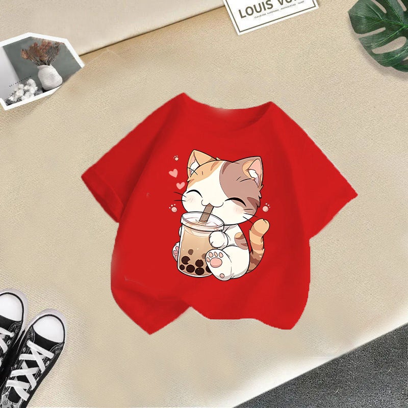 Children'S Wear Boys And Girls Short-Sleeved Children'S T-Shirt 2025 Cute Casual Half-Sleeved Top For Big Kids - Image 1