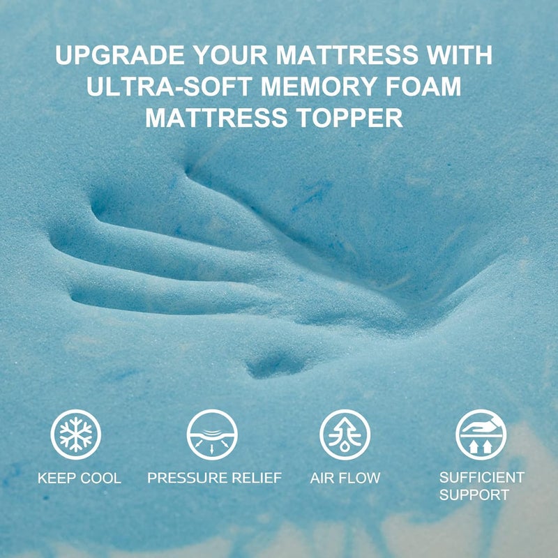 SINWEEK 2 Inch Mattress Topper 5-Zone Memory Foam Mattress Topper Pressure Relief Soft Mattress Pad, CertiPUR-US Certified, Twin Size Blue - Image 3