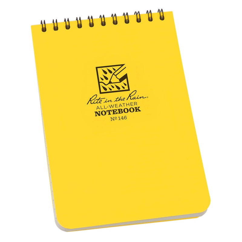 Rite in the Rain Weatherproof 4 x 6 Top Spiral Notebooks Yellow Cover Universal Pattern 6 PACK No 146L6