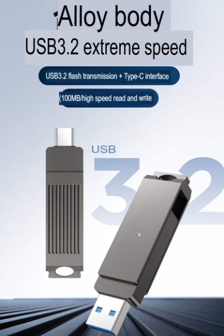 USB Flash Drive, Dual Interface Type C Drive, High Speed Thumb Drive, Lightweight And Portable Data Storage Device For Mobile Phone Computer Laptops, (1pc, Grey, 32GB) - Image 2