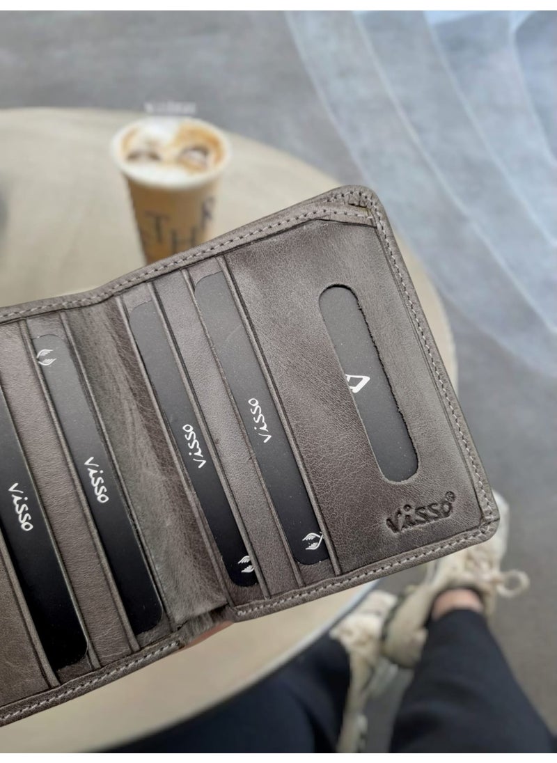 VISSO 316 Real Leather Men's Women's Leather Wallet Card Holder Bag with Name Customized Credit Card Compartment and Paper Money Compartment  - Image 3